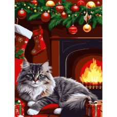 Картина по номерам "Рождественский кот" 30х40 см