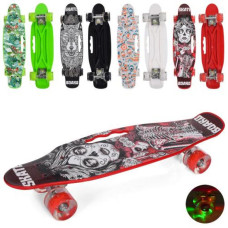 Скейт пені, 58-16 см , алюм, підвіска, ПУ, світло, ручка, MS 0464