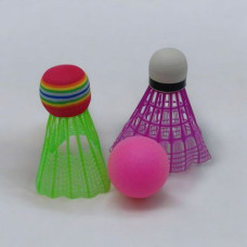 Бадминтон 2 ракетки, 2 воланчика, мячик, в сумке-чехле (розовый)