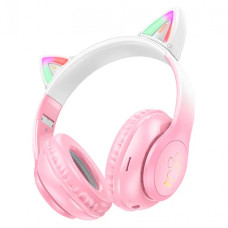 Наушники Hoco W42 Cat Ear Bluetooth с кошачьими ушками и LED подсветкой Розовые с белым Наушники Hoco W42 Cat Ear Bluetooth с кошачьими ушками и LED подсветкой Розовые с белым