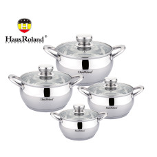 Набор кастрюль Haus Roland HR113-2, 4 шт из нержавеющей стали 1,9/2,6/3,6/6,1 л. Серебристый (HR113-2)