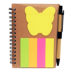 Блокнот А6 с набором стикеров и ручкой на спирали N02-Y 64 листов