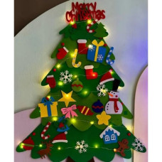 Набор для творчества "Фетровая елка", игрушки на липучках + гирлянда (высота - 97 см)
