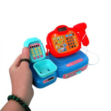 Кассовый аппарат подсветка, звук, выдвижной сундук, купюры, банковская карта, в коробке