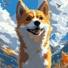 Картина по номерам "Корги на ветру" 30х30 см