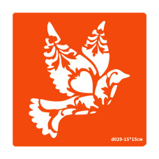 Трафарет для био-тату Птичка d029-15*15см, размер 15х15см
