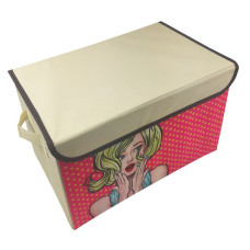 Ящик/пуфик для игрушек MR 0625 38-24-24 см (Удивленная девушка)