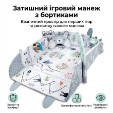 Развивающий коврик Ricokids с дугами и игрушками, белый/серый, 110×100 см Развивающий коврик Ricokids с дугами и игрушками, белый/серый, 110×100 см