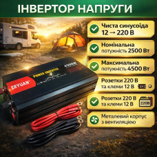 Инвертор 12-220V, MX-4500Вт, чистый синус, Eryuan / Преобразователь напряжения Инвертор 12-220V, MX-4500Вт, чистый синус, Eryuan / Преобразователь напряжения