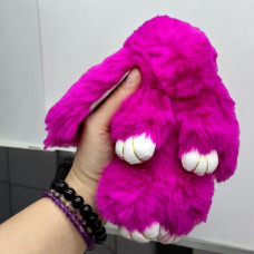 Хутряний брелок "Кролик", полуничний (23 см)