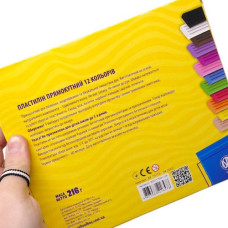 Пластилін восковий, прямокутний 12 кольорів