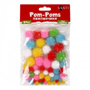 Декоративные помпоны с голографическим люрексом 955439 d-8 мм, 12 мм, 20 мм, 54 шт