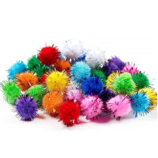 Декоративные помпоны с люрексом для творчества Pom-poms-25, d-25 мм, 54 шт Декоративные помпоны с люрексом для творчества Pom-poms-25, d-25 мм, 54 шт