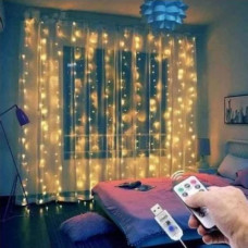 Гирлянда USB штора USB 3х3м, теплый белый, 300 LED + пульт медная проволока