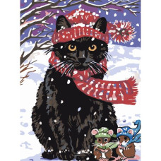 Картина по номерам "Кот и мышата 30х40 см