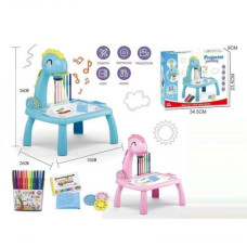 Столик с проектором, "Динозавр" 3 диска, фломастеры, салфетка, на батарейках, музыка, подсветка, в коробке