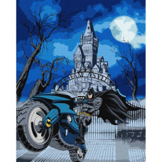 Картина по номерам "Batman: Batcycle с красками металлик extra" 40х50см