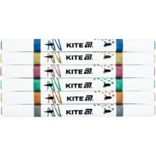 Маркеры акриловые двухсторонние "Kite Creative металлик", 6 цветов
