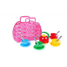 Корзинка с набором посуды ТехноК (розовая)