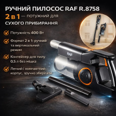 Ручной пылесос RAF R.8758 2-в-1 400 Вт с контейнером без мешка для сухой уборки