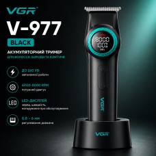 Триммер VGR V-977 BLACK, регулировка мощностей 6000 - 8000 PRM, 2500 mAh, 4 насадки, LED display
