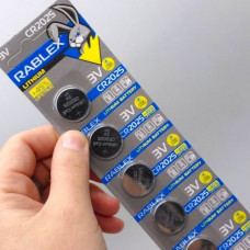 Батарейка RABLEX "таблетка" 3V CR2025 (5 шт на планшетке)