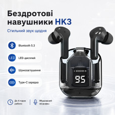 Беспроводные Bluetooth-наушники HK3 TWS вакуумные с LED-дисплеем, шумоподавлением, микрофоном, игровым режимом и зарядным Беспроводные Bluetooth-наушники HK3 TWS вакуумные с LED-дисплеем, шумоподавлением, микрофоном, игровым режимом и зарядным