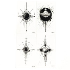 Набор временных тату «Космос» black-tattoo-mini-set-space из 4 черных по 9,5 х 5,5 см