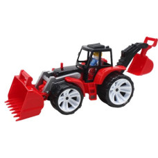 Трактор пластиковый, с двумя ковшами (красный)