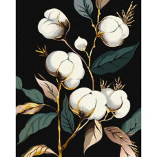 Набір для розпису по номерах. "Білосніжна бавовна з фарбами металік extra" 40х50см