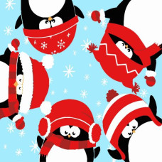 Картина по номерам "Пингвины-друзья" 20х20 см