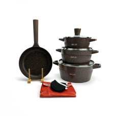 Набор посуды Delfi YD-10, 10 предметов из литого алюминия. Коричневый (YD-10) Набор посуды Delfi YD-10, 10 предметов из литого алюминия. Коричневый (YD-10)