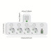Сетевой фильтр-разветвитель 2500W, 4х220V, 2хUSB, 1хType-C, 8625UL, Белый / Настенный тройник с подсветкой