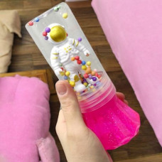 Слайм с шариками и игрушкой "Космонавт" 17,5 см (розовый)