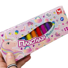 Пластилин круглый восковой Unicorn 12 цветов.