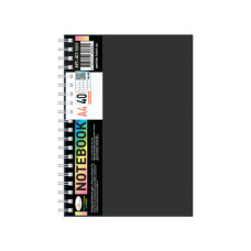 Блокнот А4 АП-1501(Black) 40 листов, пружина сбоку Блокнот А4 АП-1501(Black) 40 листов, пружина сбоку
