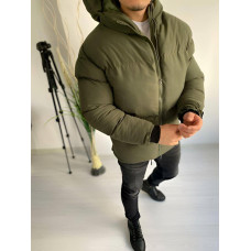 Классическая мужская стильная зимняя курточка хаки