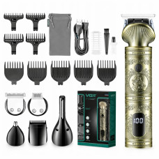 Аккумуляторная машинка для стрижки 6в1 с USB, VGR V-106 / Набор для стрижки волос и бороды / Мужской триммер