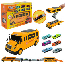 Ігровий набір, автобус,машинки метал,трамплін, у коробці 41*30*14,5см, 8901