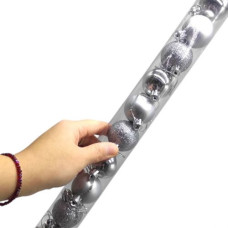 Новорічні прикраси 12 штук, діаметр - 3 см (СРІБНІ )