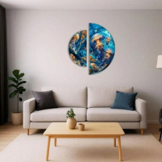 Картина по номерам с красками металлик "В глубинах океана" (полукруга 50 см, 70 см)