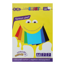 Набор цветного картона ZB.1955, 7 листов, формат А4, плотность 200 г/м2