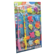 Рыбалка на магните 3067-108(Pink-Yellow) 2 удочки, 10 разноцветных рыбок