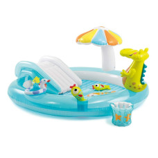 Детский надувной бассейн с горкой Intex Аллигатор