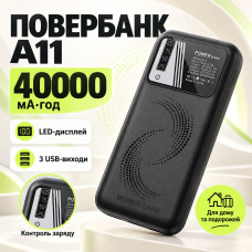 Повербанк 40000mAh, LED-дисплей, 3 USB, А 11, Черный / Power Bank / Павербанк / Повербанк для телефона / Внешний аккумулятор