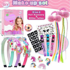 Набор украшений 3 обруча, 3 ручки с блестками, прядки, резинки, декоративные элементы, двусторонние наклейки-фиксаторы, в коробке Набор украшений 3 обруча, 3 ручки с блестками, прядки, резинки, декоративные элементы, двусторонние наклейки-фиксаторы, в коробке