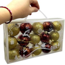 Новорічні прикраси, 15 штук, кульки, D=5 см, у слюді