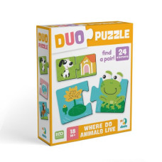 Пазл ДУО «Зверята и их дома»