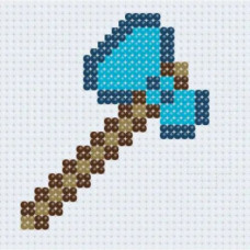 Алмазная мозаика (мини) "Майнкрафт (Minecraft) Сокира", 10х10 см