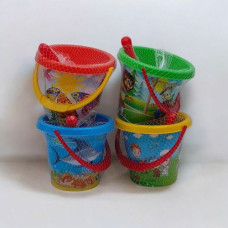 Пісочний набір - відро, лопатка, 6 пасочок (синій)